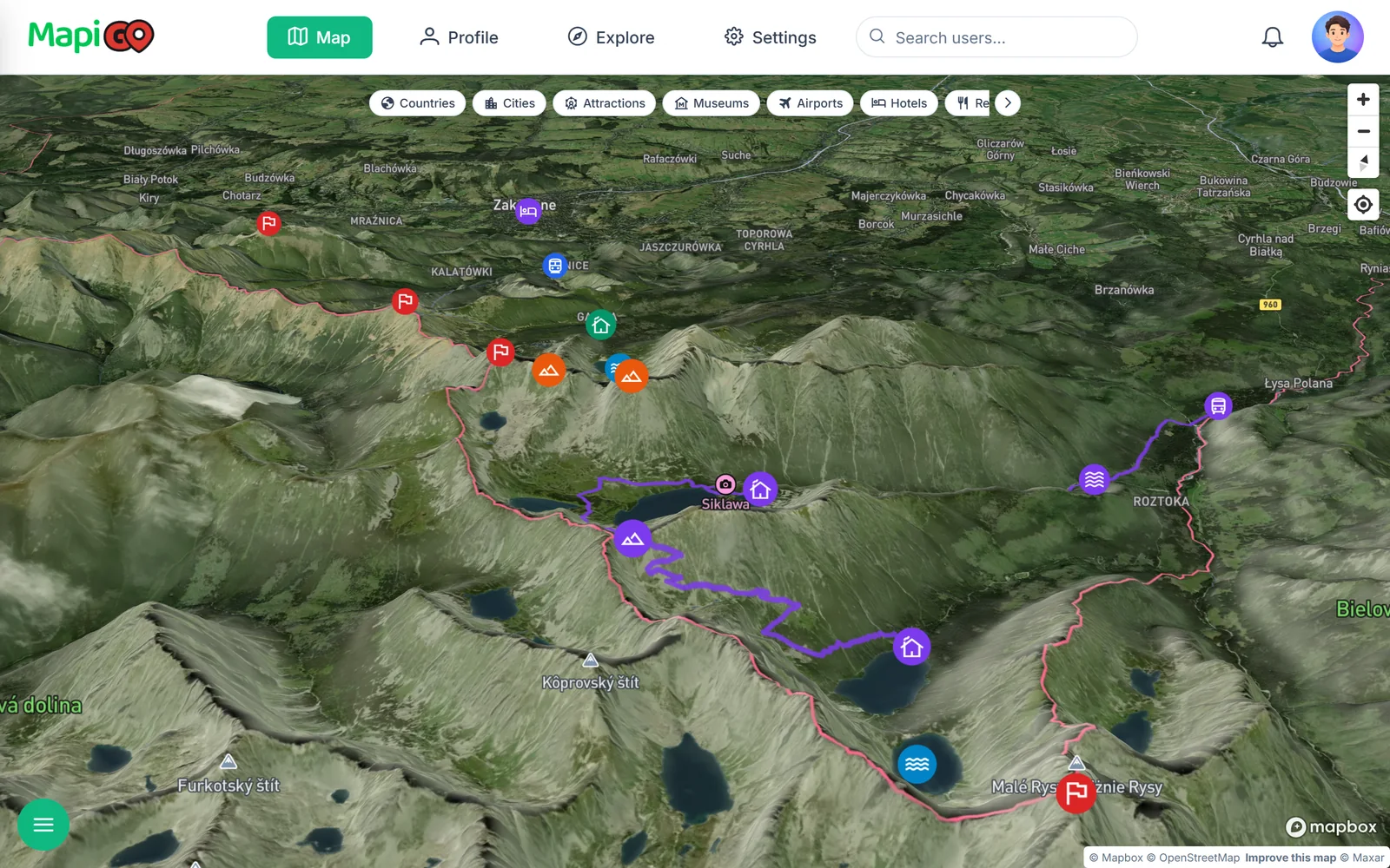 The same view of the Tatras in Satellite 3D