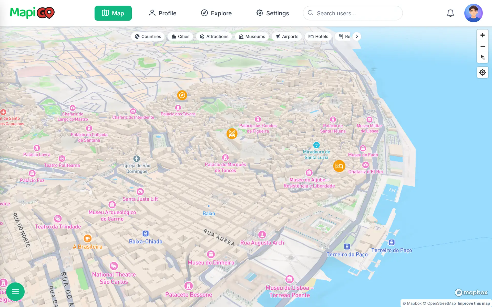 Lisbon in Standard 3D with saved places